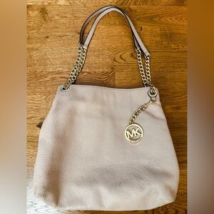 Michael Kors Beige Leather Jet Set Chain